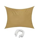 jarolift Sonnensegel Rechteckig, Wasserdicht, Sonnenschutz Sichtschutz für Terrasse Garten Balkon, Polyestergewebe 500 x 400 cm, Sand