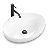 VBChome Waschbecken Keramik 51 x 39 Design Oval Waschtisch Handwaschbecken Aufsatz-Waschschale FÜR Badezimmer GÄSTE WC Carola