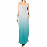 Topassion Schicke Sommerkleider, Chic Print Abschlusskleider Elastisch Kleid Damen Sommer Beach Dress Kleider Damen Festlich Vintage Clothes Summer Dress for Women Abschlusskleid Cyan L