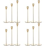 Set mit 12 goldenen Kerzenhaltern, Kegelkerzen, Kerzenständer, Vintage-Kerzenständer, passend für 3/4 Zoll Dicke Kerzen, LED-Kerzen, Dekoration, Heimdekoration, Hochzeit, Candlelight-Dinner, Jubiläum