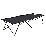 SONGMICS Feldbett, klappbar, Campingbett, Gästebett, Metallrahmen, 206 x 75 x 45 cm, bis zu 110 kg belastbar, Reisen, Outdoor, schwarz GCB25H