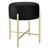 [en.casa] Sitzhocker Kungälv Polsterhocker bis 100 kg Hocker Metallgestell Baumwolle Schwarz/Messingfarben