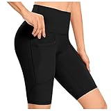 Radlerhose Damen Gepolstert Shorts Mädchen Schwarz Boxershorts Mit Taschen Radhose Hotpants Atmungsaktiv Shapewear Radunterhose Bauchweg Shape Sporthose Radlershorts Fahrrad Hosen