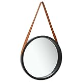 RAUGAJ Wandspiegel mit Band 50 cm schwarz, Artikelfarbe-schwarz und braun