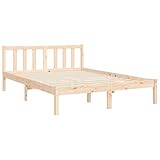 Tidyard Massivholzbett mit Kopfteil Bettgestell Bett Holzbett Bettrahmen Lattenrost Schlafzimmerbett Hotelbett Designerbett Seniorenbett Jugendbett 120 x 190 cm (B x L) (4FT Small Double)