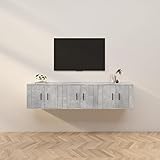 Tidyard TV Wandschränke 3 STK. Hängeschrank TV-Schrank Hängeboard Medizinschrank Wandregal Lowboard TV Board Fernseherschank Wohnzimmer Möbel Nachtschrank Nachttisch Betongrau 57x34,5x40 cm