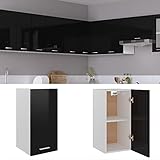 Wakects Hängeschrank, Spanplatte, schwarz glänzend, 29,5 x 31 x 60 cm, Wandschrank für Wohnzimmer für Küche