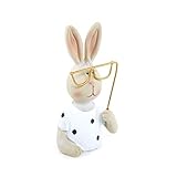 Logbuch-Verlag Osterhase schwarz weiß gepunktet Figur Keramik Hase Ostern Deko lustig mit Brille