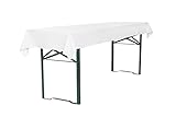TexDeko Tischdecke für Bierzeltgarnitur 250 x 100 cm Biertischdecke (Weiß) Blickdicht waschbar & wiederverwendbar, Made in EU