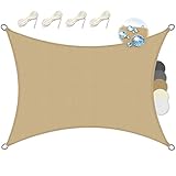 Sol Royal SolVision HS9 - Sonnensegel rechteckig 3x4 m HDPE Atmungsaktiv & UV Schutz Sonnenschutz für Terrasse, Balkon, Pool und Garten – Sonnensegel 300x400 cm Schattennetz Sand