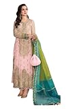 Fashion Boutique Kameez D-9115 Damen-Georgette, bestickt, Schößchen, Palazzo-Stil, Pakistanisch, Georgette, bestickt, Schößchen, Palazzo-Stil, C, 38