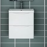 Acezanble Waschtisch mit Unterschrank 50 cm Hochglanz Weiß Badmöbel Gäste WC