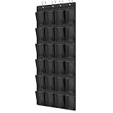 Yunnyp 24 Taschen über der Tür Schuhregal Organizer mit 4 Haken, Schrank, Hänge-Schuhregal, Halter für Aufbewahrung von Turnschuhen, Hausschuhen, Sonnenbrillen, Ladekabel