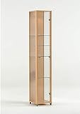 BR-Wohndesign Glasvitrine 172x32x33 cm in Buche mit 4 Glasböden, perfekt für Sammler