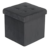 Fußhocker, 1 Stück, faltbar, Aufbewahrungsstuhl, Hocker, grau, gepolsterter Fußhocker, Leinen, Schminktisch, Hocker, Pouf, Couchhocker, Abnehmbarer Bezug, Fußhocker, Fußstütze (Farbe: Grauer Samt