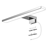 Aourow LED Spiegelleuchte 5W 500 Lumen,Badezimmer Spiegellampe Kaltweiß 6000K,Badleuchte Edelstahl IP44 Wasserdicht für Spiegel,Kein Flimmern Schrankleuchte 230V für Das Bad,Produktlänge:30cm