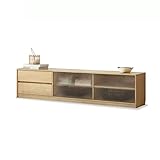 Entertainment TV-Schrank TV-Schrank Entertainment Center mit 2 Schubladen und 2 Glasschiebetüren, moderne Medienkonsole TV-Schrank TV-Schrank Ständer (Farbe: 180 x 38 x 40 cm)