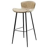 Metall Barhocker, Essecke Küche Insel Hocker, verrückte Pferdelederrücken, Kohlenstoffstahl Rahmen mit Fußstütze, Höhe 65 cm(Farbe: Kamel) Feito na China