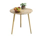 XIBANY Kleiner runder Couchtisch, Beistelltisch, Snacktisch, Beistelltisch, Sofatisch für Zuhause, Wohnzimmer, Büro, Kiefern- und Holzfarbe, 50 x 48 cm Feito NA China