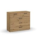 Rauch Möbel Florenz Schlafzimmer Kommode, Eiche Artisan, mit 2 schmalen und 3 breiten Schubladen, BxHxT 93 x 81 x 42 cm