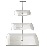 Maxwell & Williams JX250126 3-stöckige Etagere, DREI quadratische Teller – Porzellan Weiß, East Meets West, Geschenkbox