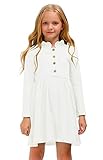 Kinder Sweet Swing Kinderkleid Langärmelig mit Leger Partykleid für Casual Blusenkleid Weiß 150