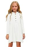 Kinder Sweet Swing Kinderkleid Langärmelig mit Leger Partykleid für Casual Blusenkleid Weiß 150
