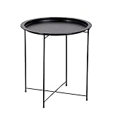 Runder Beistelltisch Kleiner Tisch Couchtisch Klein Sofatisch Nachttisch Abnehmbare Schale, Einfacher Aufbau (Color : Schwarz)