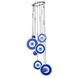 FnnEmg Windspiel Metall Windspiele Blaue Amulett Schutz Wand Hängen Home Garten Dekoration Segen Geschenk Glück Anhänger 3D Windspiel