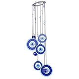 FnnEmg Windspiel Metall Windspiele Blaue Amulett Schutz Wand Hängen Home Garten Dekoration Segen Geschenk Glück Anhänger 3D Windspiel