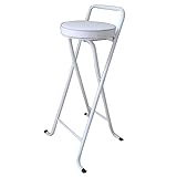 Klappbarer Runder Gepolsterter Hocker, Tragbar Hohe Hocker Bar Küche Garten Klappbarer Stuhl (Color : White, Size : 65cm/26inch)