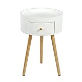 BinOxy Nachttisch Runder Nachttisch, kleine Holztische, Beistelltisch, Akzent-Couchtisch mit 1 Schublade, Beistelltisch for Wohnzimmer, Schlafzimmer, Büro, Kleiner Raum Nachtschrank (Color : C)