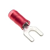 M3 Spade Crimp Terminal, 10 Stück - Rot, 22-16 AWG, 3.5mm - Schrumpfschlauch-Gabelverbinder, Verzinnte Kupferverbinder, Isolierte U-Typ Drahtklemmen