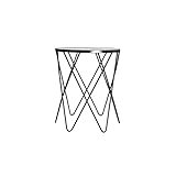 Geometrischer Kleiner runder Couchtisch, Glas-Beistelltisch, Schmiedeeisen-Metallhandwerk, nordischer Stil, 38 x 48,5 cm/50 x 60 cm (Größe: 50 x 60 cm, Farbe: B)