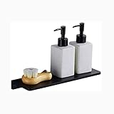Badezimmerregal Badezimmeraufbewahrung, schwebende Regale - Schwarzes Badezimmer Einschichtiges Raumaluminiummattes Regal Badezimmerregal