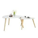 Couchtische Sofatisch 2er Set Beistelltische Wohnzimmertisch skandinavisch Kaffeetisch Satztisch für Wohnzimmer Schlafzimmer Minimalismus HWB06-HOL Weiß