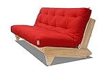 Schlafsofa Zúrich, Natürliche, Futon rot, 107 x 140 x 82 cm.