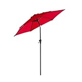 FLAME&SHADE Flamme & Lampenschirm 9 'Outdoor Terrasse Markt Regenschirm mit Kurbel Lift, Push Button Tilt 9' Rot