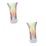 Garneck 2 Stück Glasvase Keramikdekor Hochzeitsgeschenke Trockenblumen Für Vase Trockenblumenvase Bunte Glasvase Blumenvase Tafelaufsatz Glasblumenarrangement Büroregal Großer