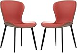 HAVMAK Moderne Küche Esszimmerstühle Set Küche Esszimmerstühle 2er Set, Leder Schminktisch Make-up Stuhl Kohlenstoffstahlbeine Schlafzimmer Heiratszimmer Balkon Sofa Stuhl (Farbe: Rot)