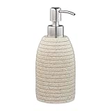 Relaxdays Seifenspender, 300 ml, nachfüllbar, Bad, WC, Küche, Flüssigseifenspender, Polyresin, Edelstahlpumpe, beige