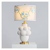 Tischleuchte Wohnzimmer Nachttischlampe Kreative Keramik Tischlampe Moderne Messing Basis Nachttisch Nachttisch Lampe Stoff Lampenschirm Für Wohnzimmer Büro ( Color : A , Size : Remote control switch