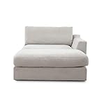 CAVADORE Sofa-Modul 'Fiona' Longchair mit Armteil rechts / XXL-Recamiere passend zur Couchgarnitur Fiona / 139 x 90 x 199 /Webstoff beige