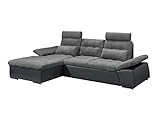Kabs Ecksofa Jakarta II - 170 x 268 x 103 cm - Komfortables Sofa mit Schlaffunktion, Moderne Schlafcouch mit verstellbaren Armlehnen & Kopfstützen, Couch aus 100% Polyester und Nosag-Wellenfederung