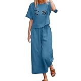 Damen Abendanzug Hose 2-Teiliges Set Spitze Chiffon Shirt Kittel Und Hohe Oversize Hosenanzug Vintage Hosenanzug Damen Taille Cocktail Party Festlich Locker Lässig Casual Outfits We