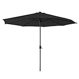 YRHome 300cm Sonnenschirm Alu Neigbar mit Handkurbel UV Schutz 40+ - Dunkelgrau Gartenschirm Terrassenschirm Marktschirm für Balkon, Garten, Terrasse(Anthrazit,3m ohne LED)