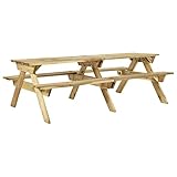 Bounv Picknick Sitzgruppe Holz Picknicktisch Bank Picknickbank Bierbank Biertisch Sitzgarnitur Gartengarnitur Gartenbank Gartentisch Bierzeltgarnitur Gartenmöbel 220x122x72 cm