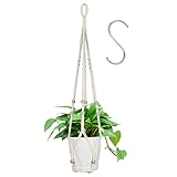 flintronic 1er Set Makramee Blumenampel, Baumwollseil Hängeampel Hängetopf für Pflanzen mit 1Pc S Metallhaken für Innen, Garten, Wohnzimmer，Außen, Balkon, Fenster, Balkone Wanddekoration