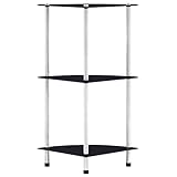 TEKEET Home Furniture 3-stöckiges Regal aus gehärtetem Glas, 30 x 30 x 67 cm, Schwarz