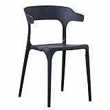 SAFWEL Sessel Esszimmerstühle，Arc Rückenlehne Wohnzimmer Sessel，Sitz aus PP-Kunststoff Lagergewicht 150kg (Color : Black)